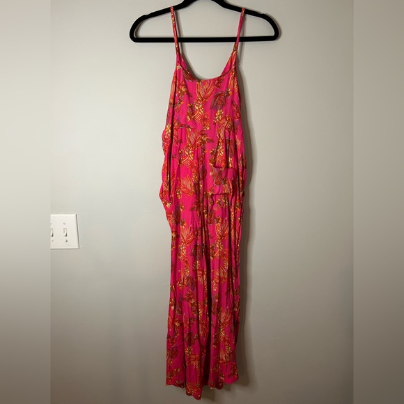 Free People Hot Tropics Jumpsuit in Hot Pink Combo - Picture 6 of 8
